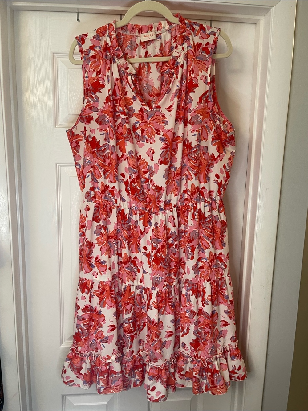 EUC Sleeveless Pink Floral Tiered Dress